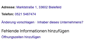 Der untere Teil des Unternehmensprofils mit dem Link Inhaber dieses Unternehmens